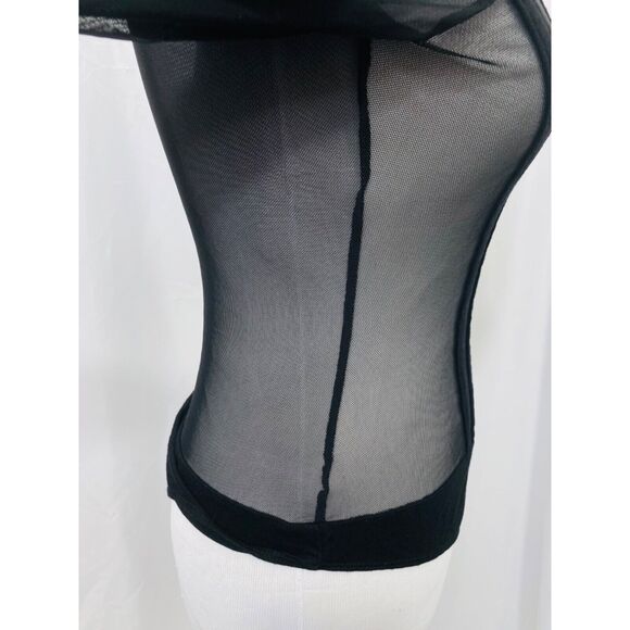 Charlotte Russe Women's One-Piece Black Mesh Long Sleeve Size Small - Picture 7 of 9